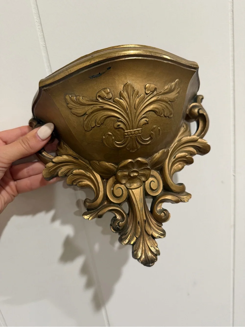 Vintage Ornate Gold Wall Planter by rococo